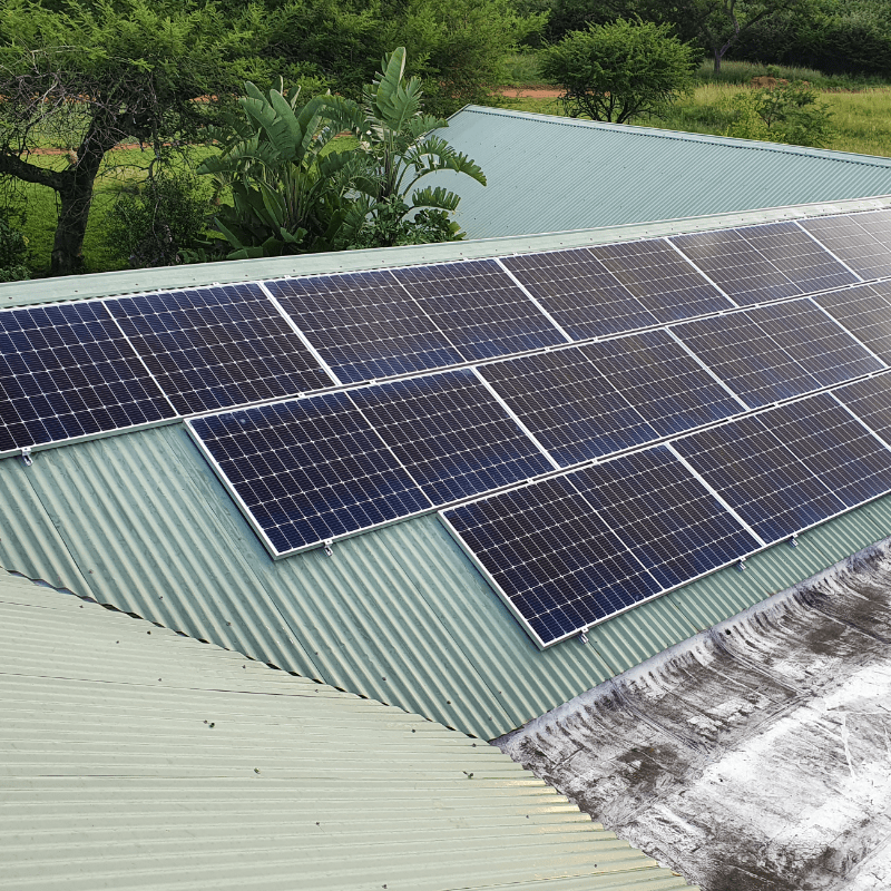 Large solar panel set up on client roof